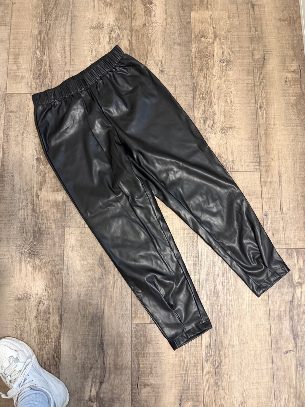 SHEIN Black Faux Leather Jogger Sweatpants